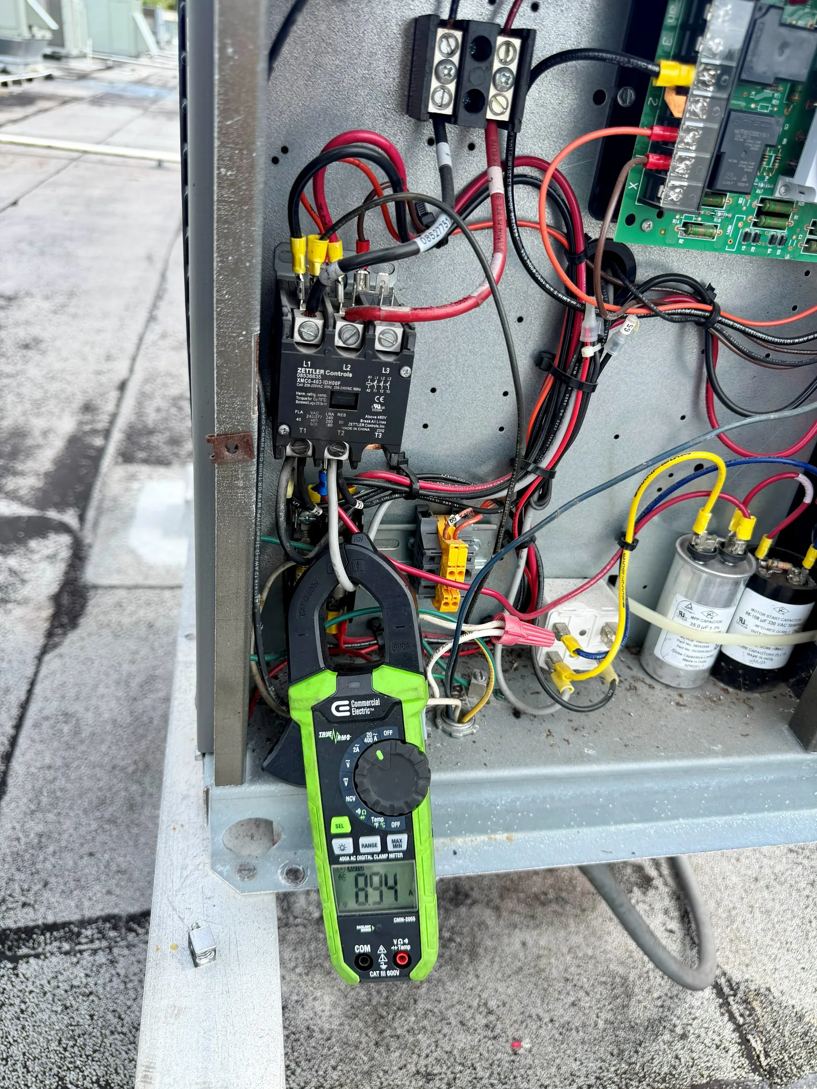 Electrical testing of commercial walk-in cooler condensing unit in Stuart Florida