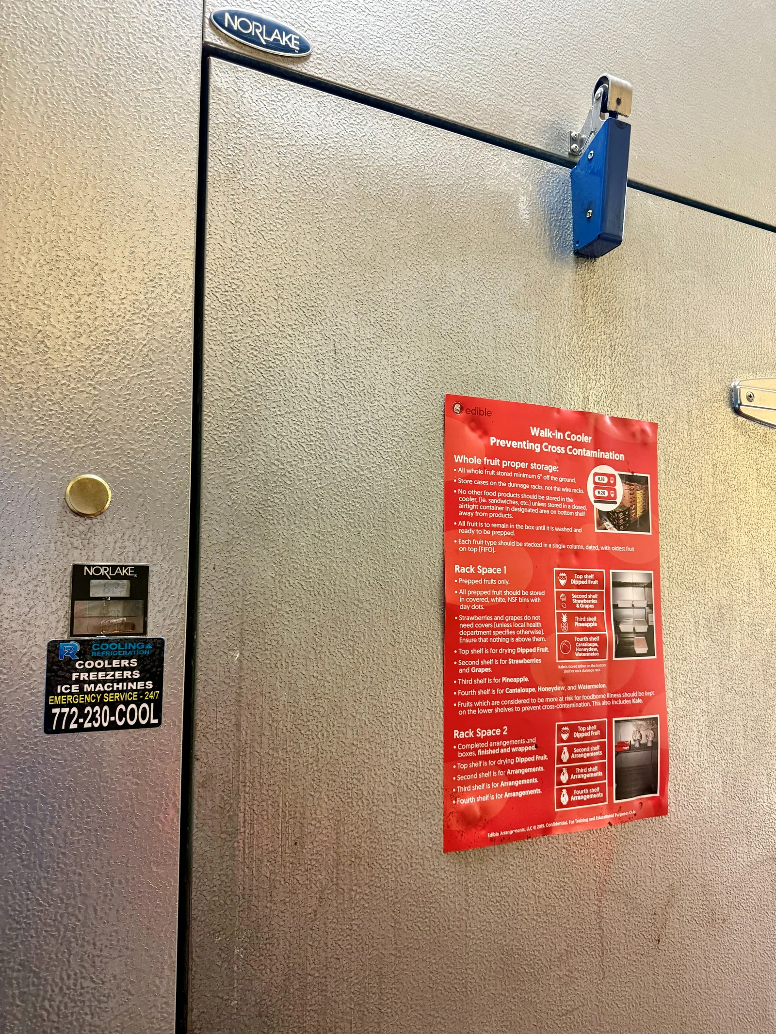Nor-Lake walk-in cooler door at the Edible Arrangements location in Stuart Florida